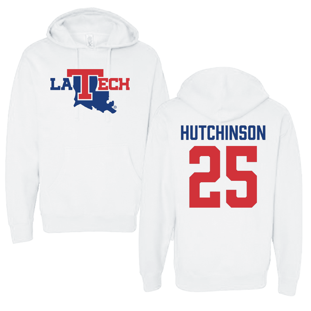 Louisiana Tech University Softball White Hoodie - #25 Emma Hutchinson