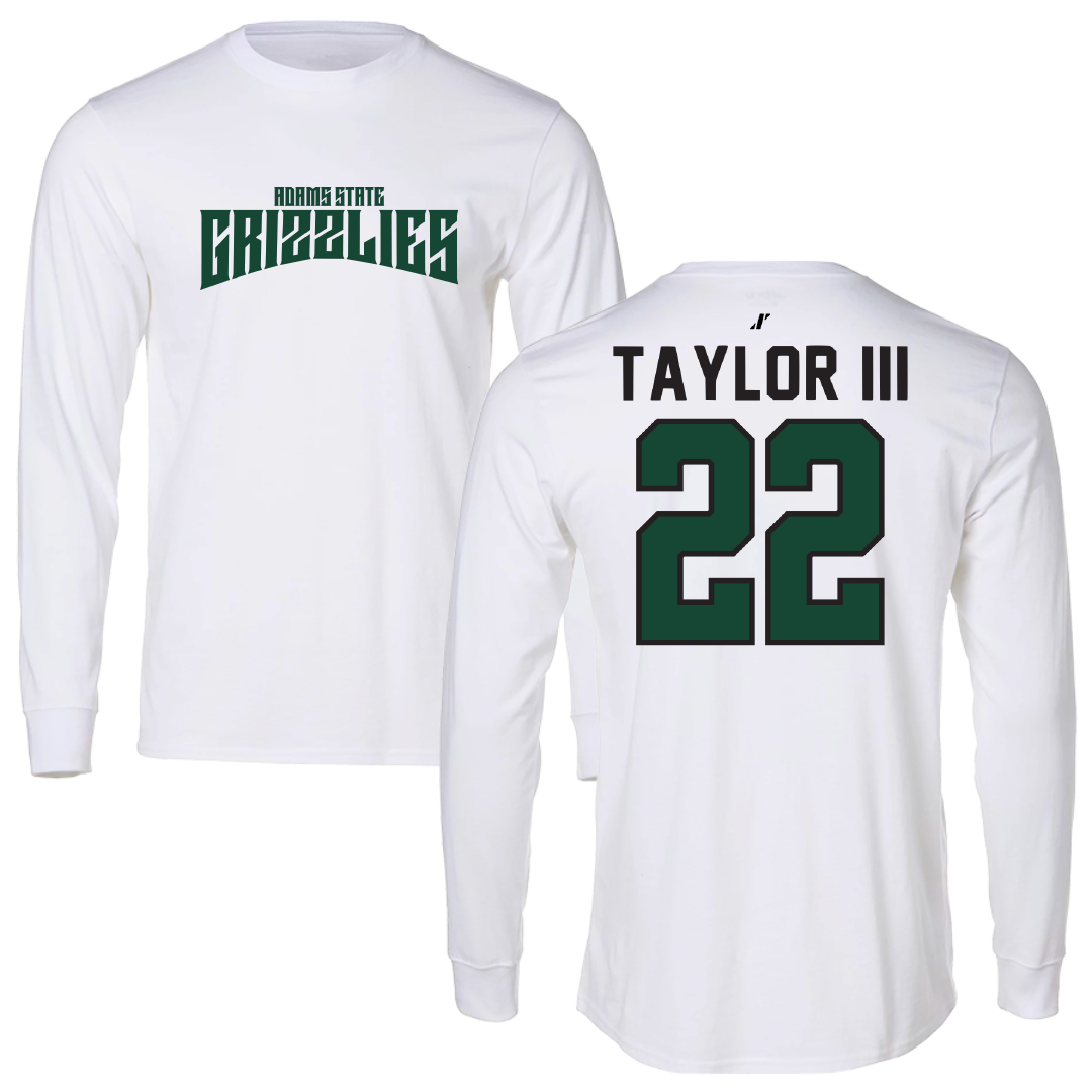 Adams State University Football White Classic Performance Long Sleeve - #22 Dervin Taylor III