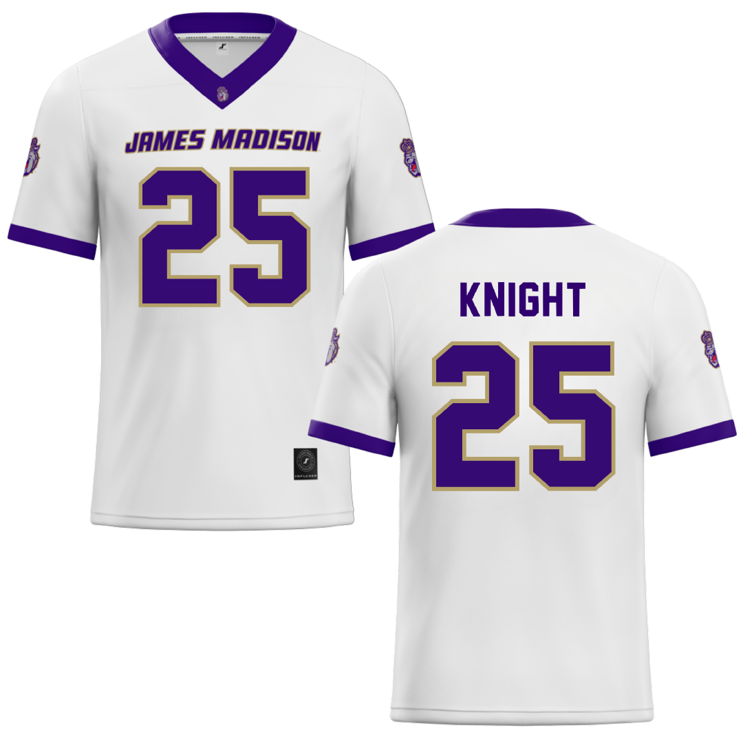 James Madison University White Football Jersey - #25 Wayne Knight