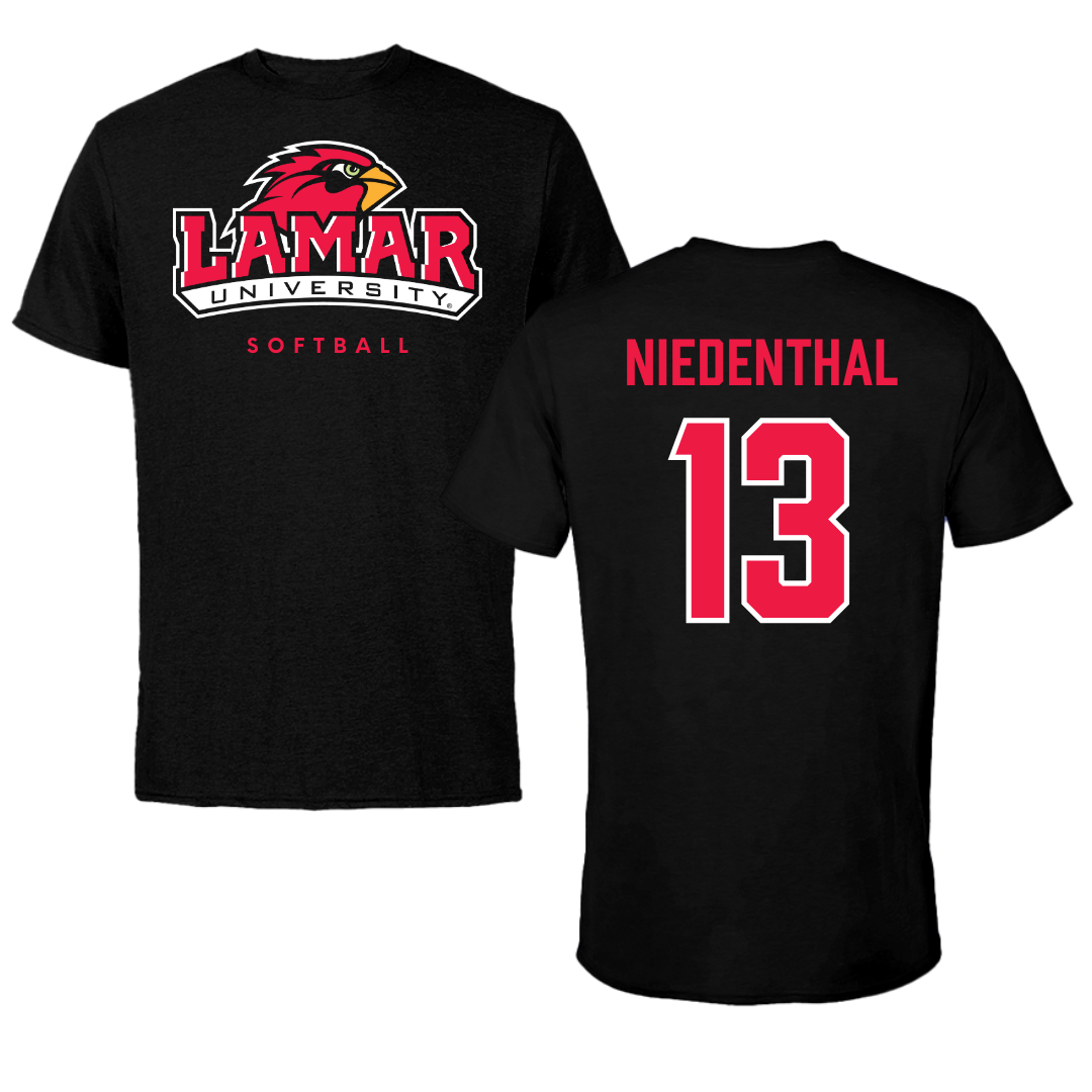 Lamar University Softball Black Performance Tee - #13 Cameron Niedenthal