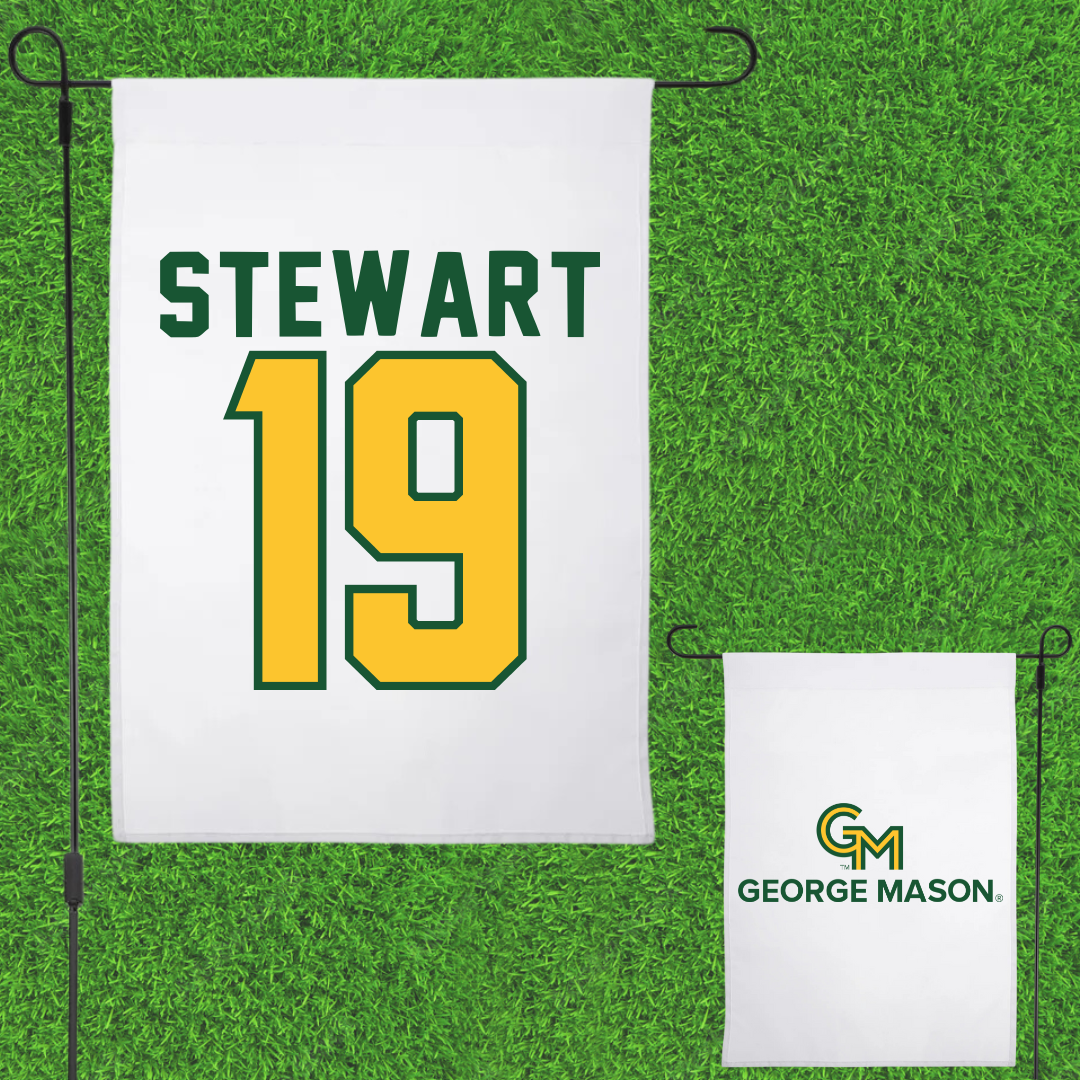 George Mason University Baseball White Garden Flag - #19 Owen Stewart
