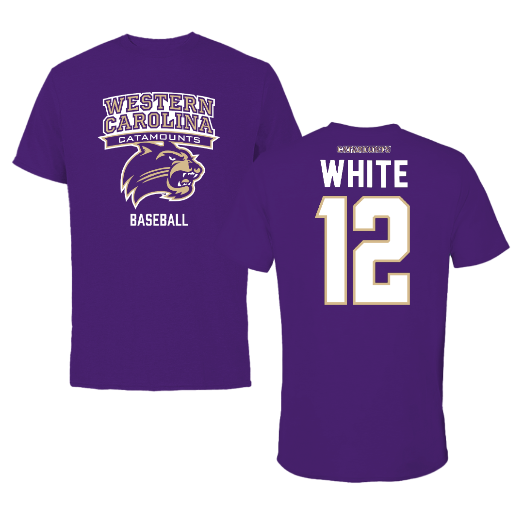 Western Carolina University Baseball Purple Performance Tee - #12 Ryan White