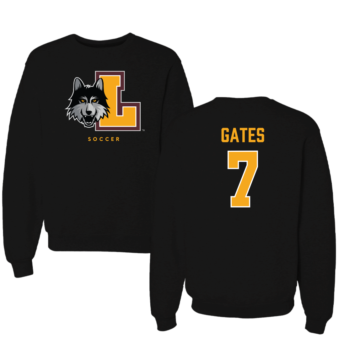 Loyola University-Chicago Soccer Black Mascot Crewneck - #7 John Gates