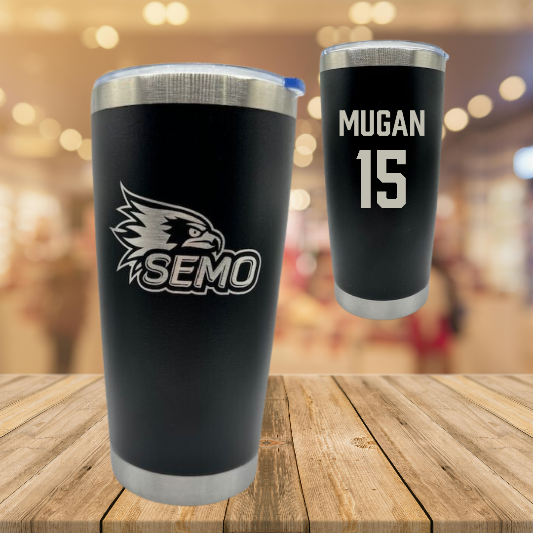 Southeast Missouri State University Baseball Black Stainless Steel Tumbler - #15 Michael Mugan