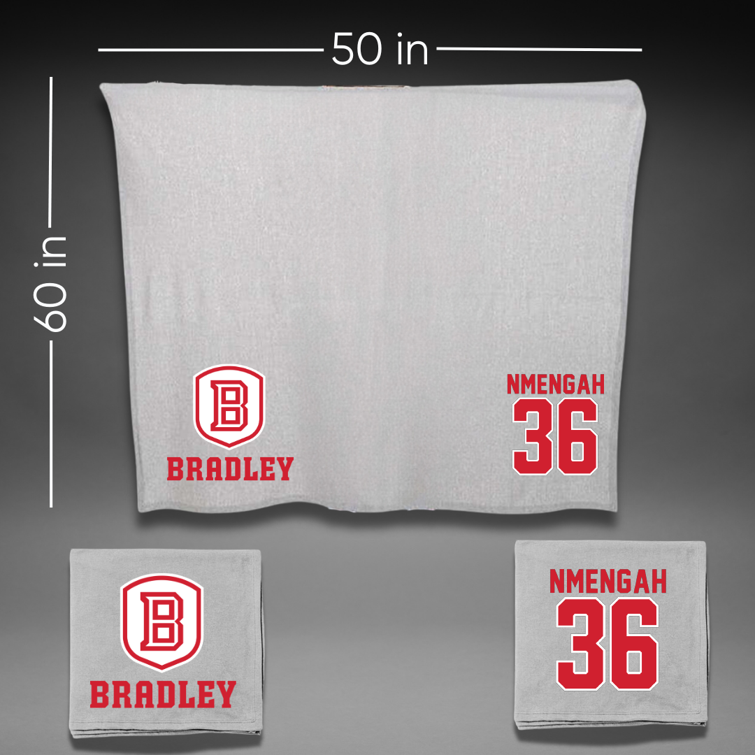 Bradley University Soccer Gray Blanket - #36 Franc Nmengah