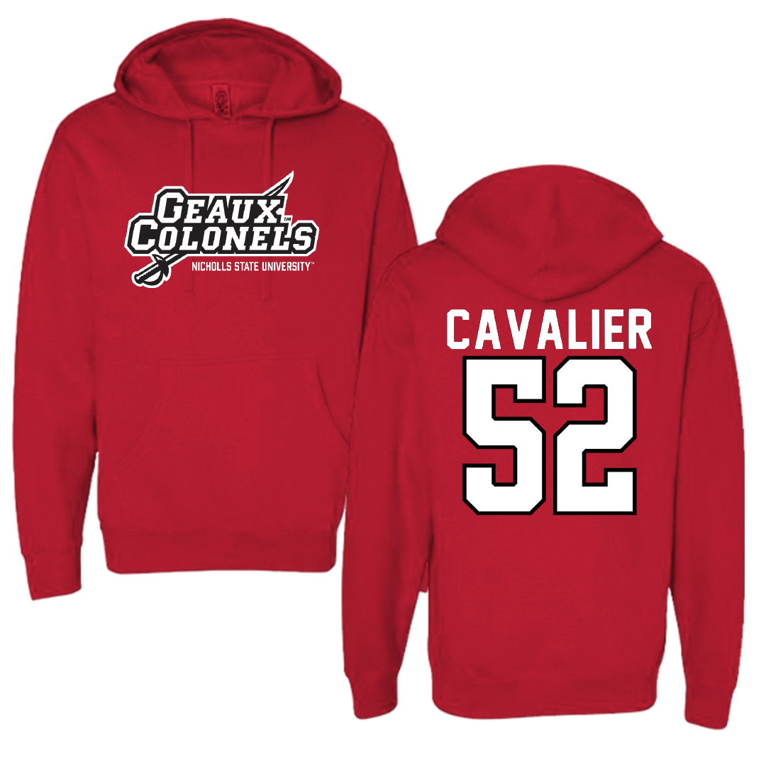 Nicholls State University Football Red General Hoodie - #52 Andrew Cavalier