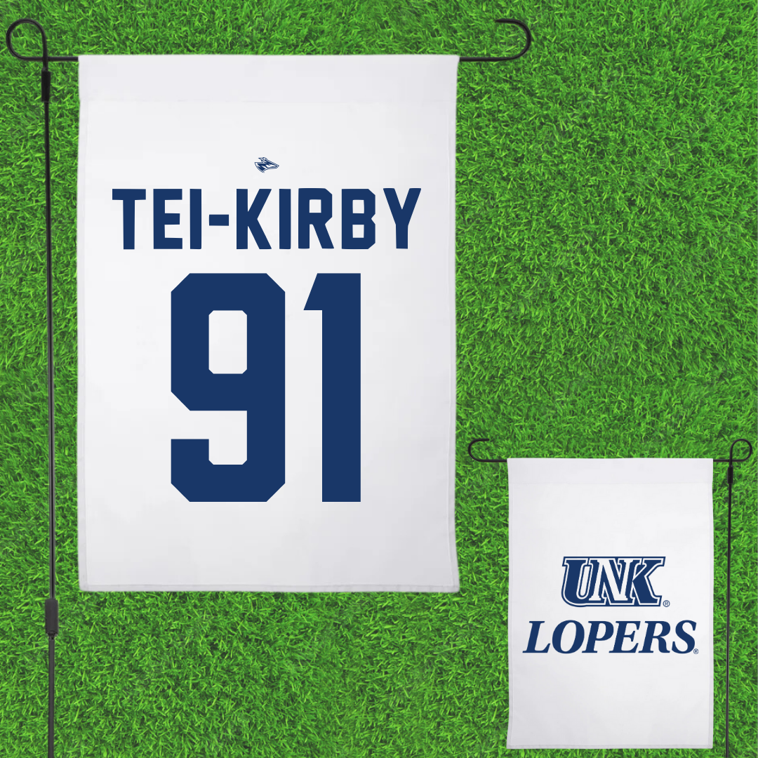 University of Nebraska at Kearney Football White Garden Flag - #91 Wayne Tei-Kirby
