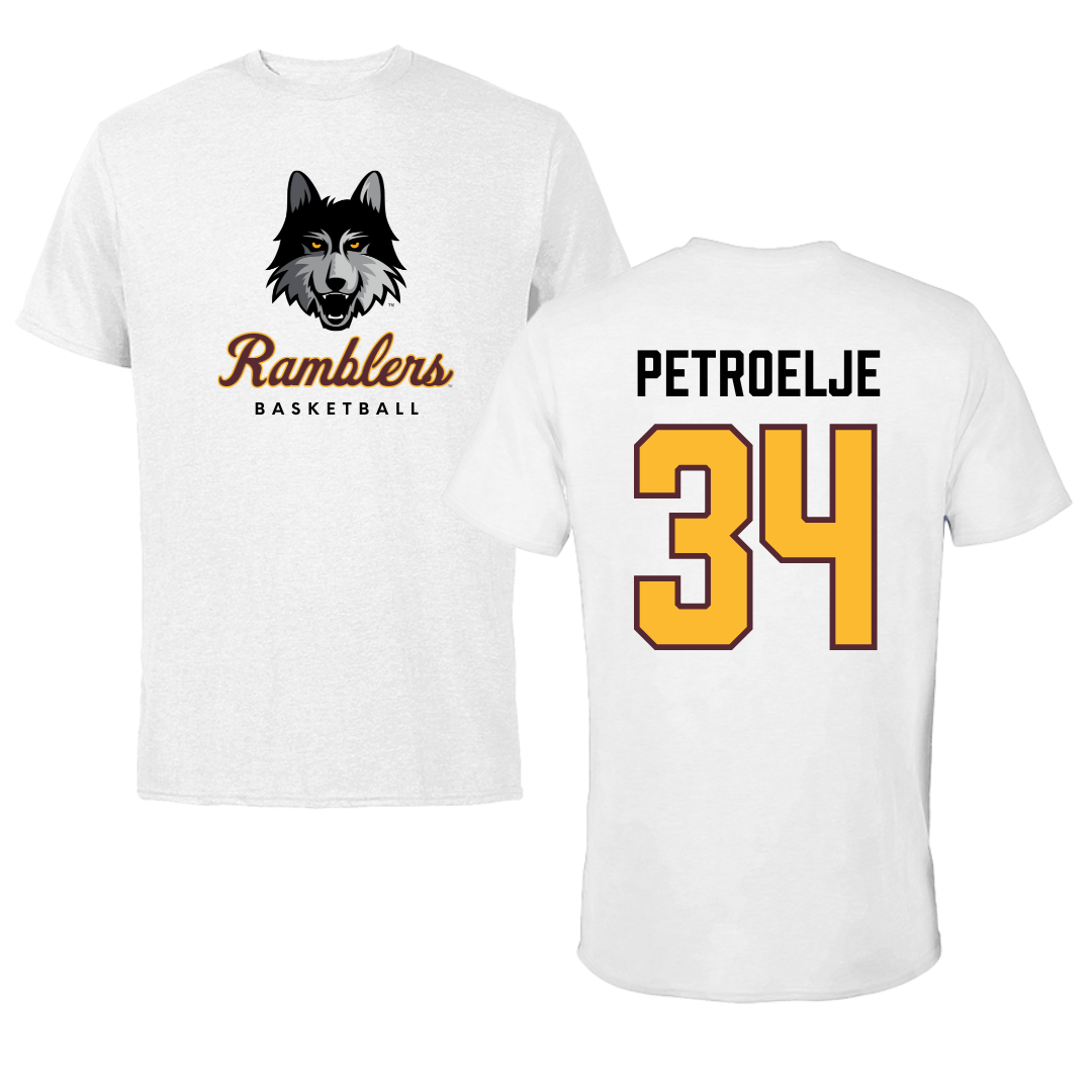 Loyola University-Chicago Basketball White Ramblers Tee - #34 Maddie Petroelje
