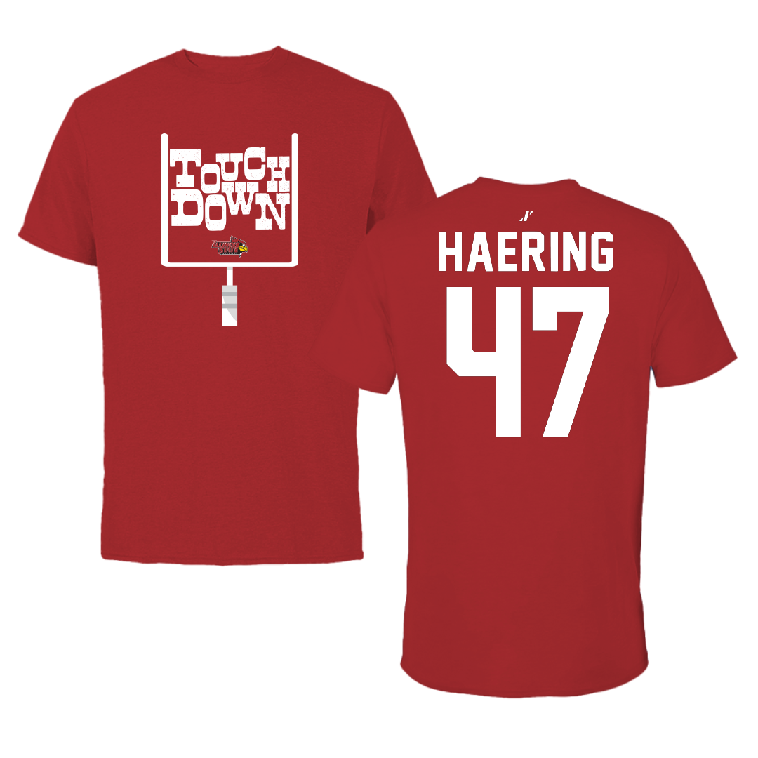 Illinois State University Football Canvas Red Touchdown Tee - #47 Mark Haering