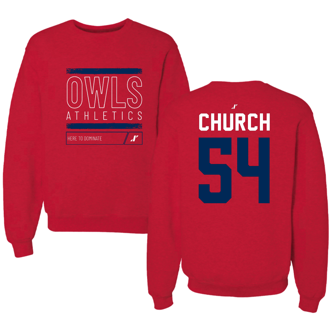 Florida Atlantic University Football Red Dominate Crewneck - #54 Jordan Church