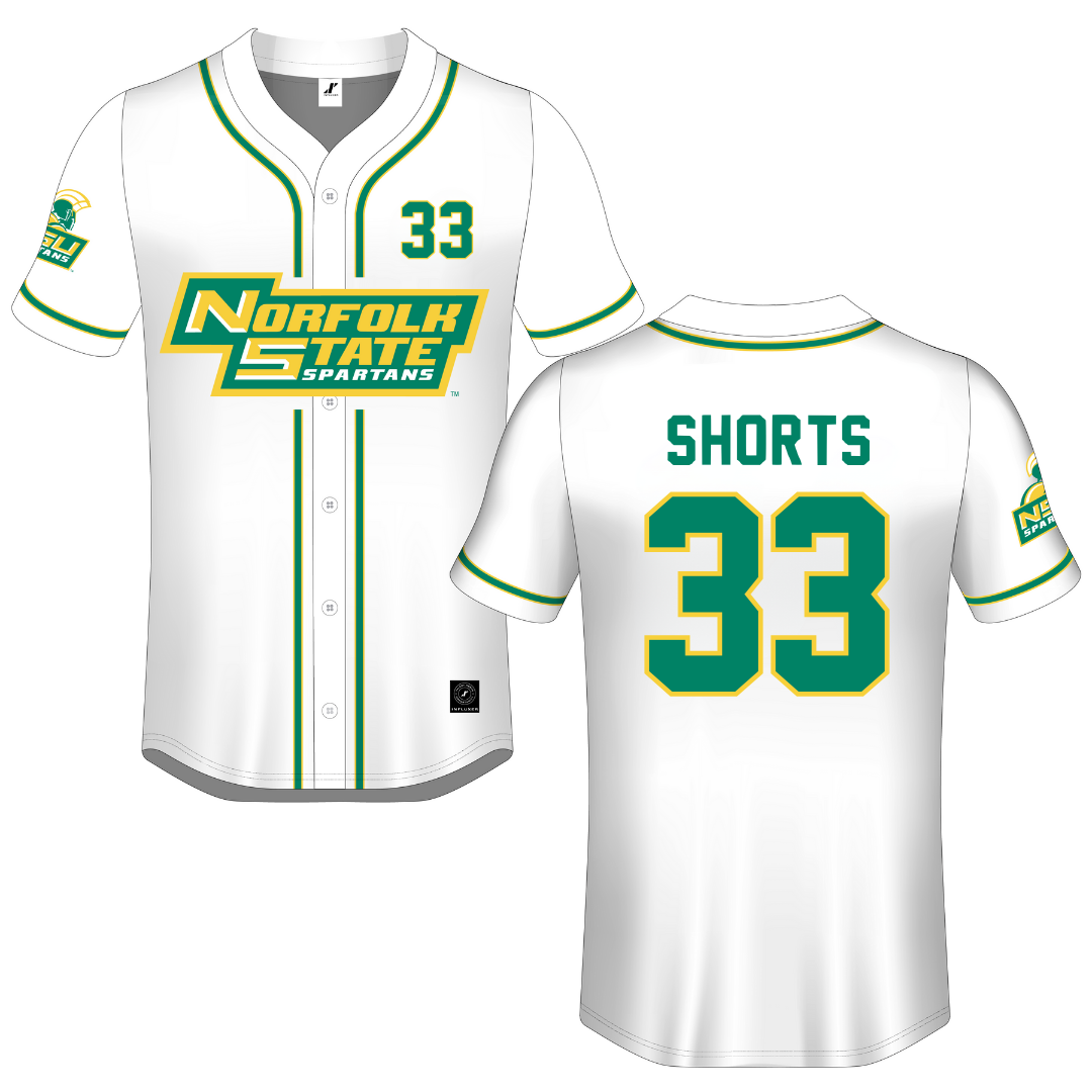 Norfolk State University White Button-Down Jersey - #33 Emory Shorts