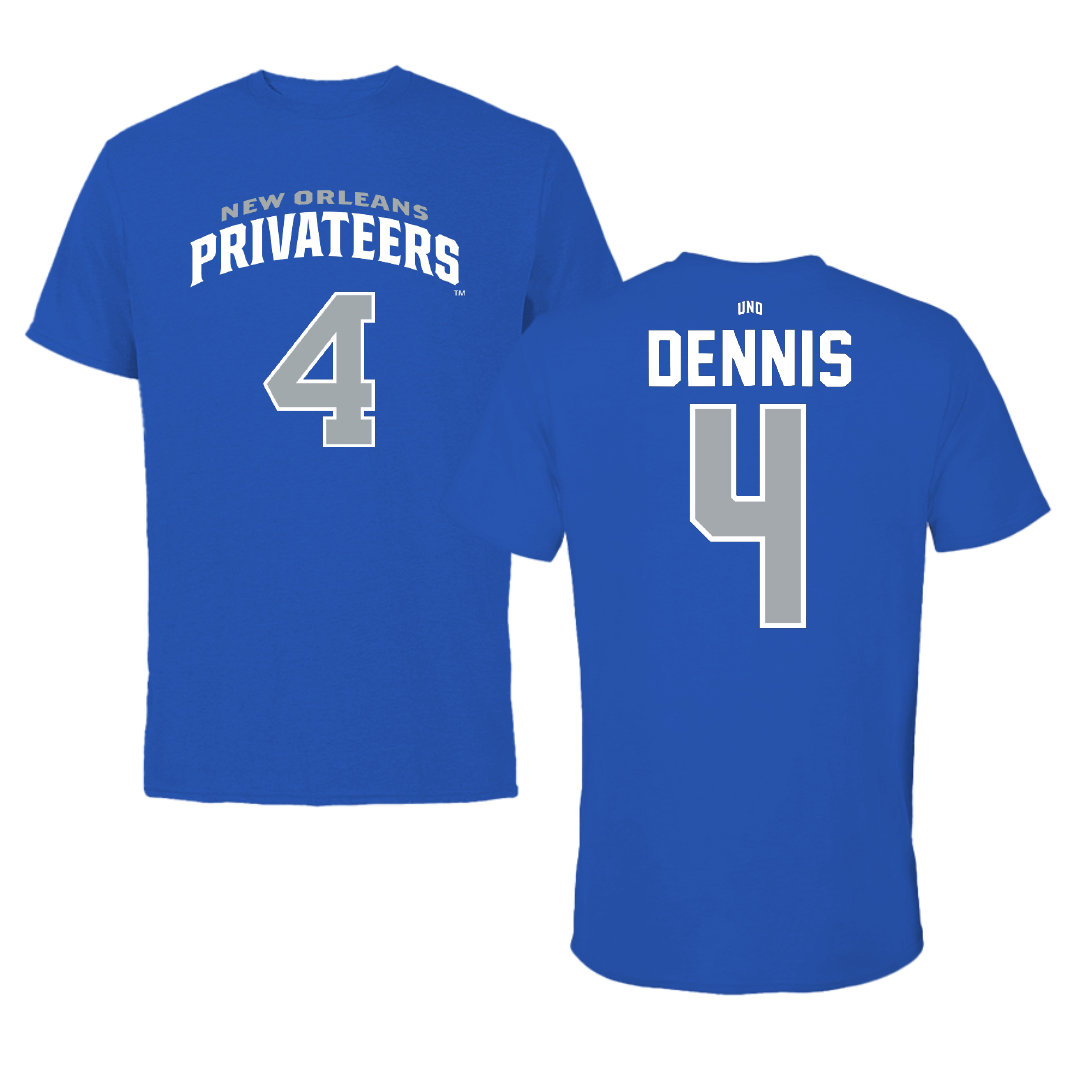University of New Orleans Baseball Blue Jersey Tee - #4 Cortez Dennis