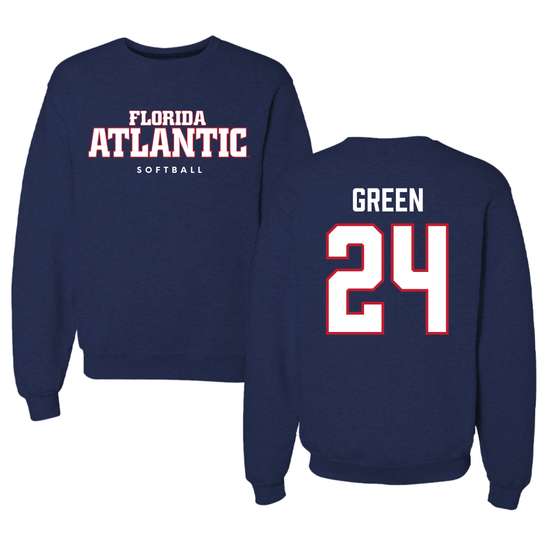 Florida Atlantic University Softball Navy Crewneck - #24 Hannah Green