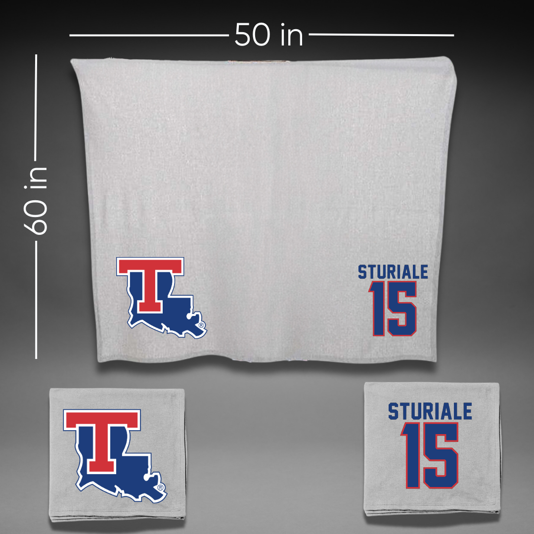 Louisiana Tech University Baseball Gray Blanket - #15 CJ Sturiale