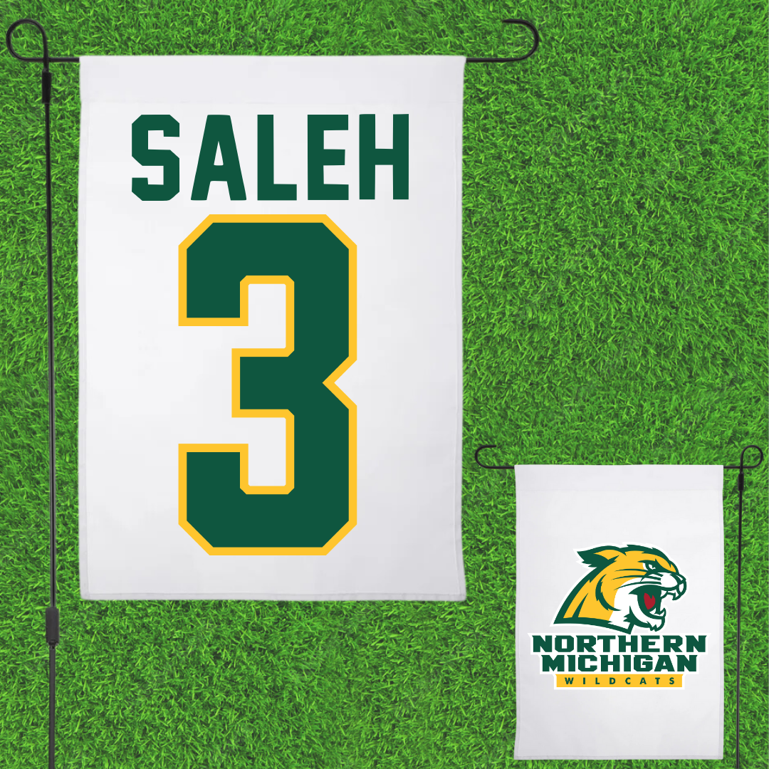 Northern Michigan University Football White Garden Flag - #3 Adam Saleh
