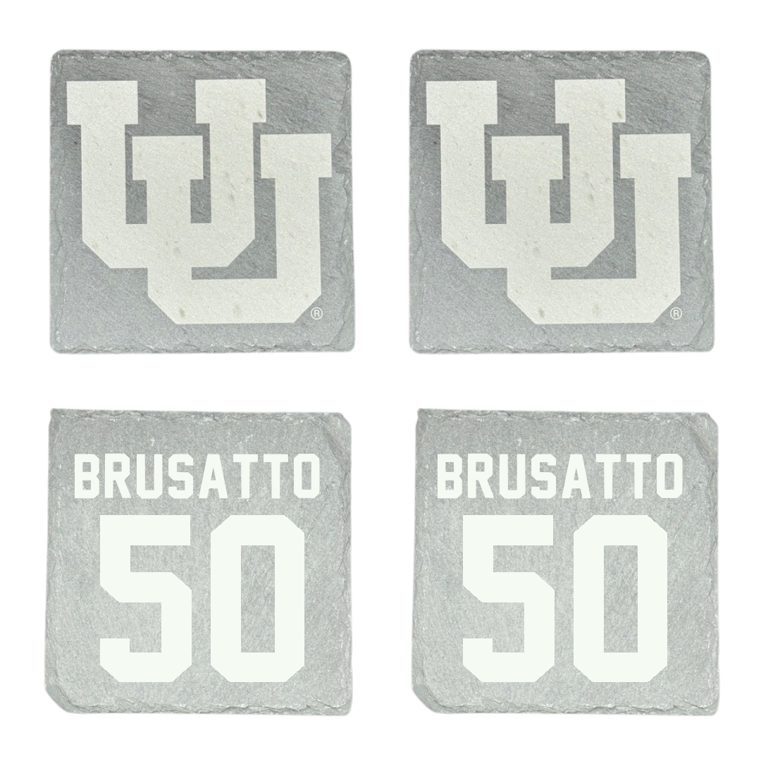 University of Utah Football Stone Coaster (4 Pack)  - #50 Justice Brusatto