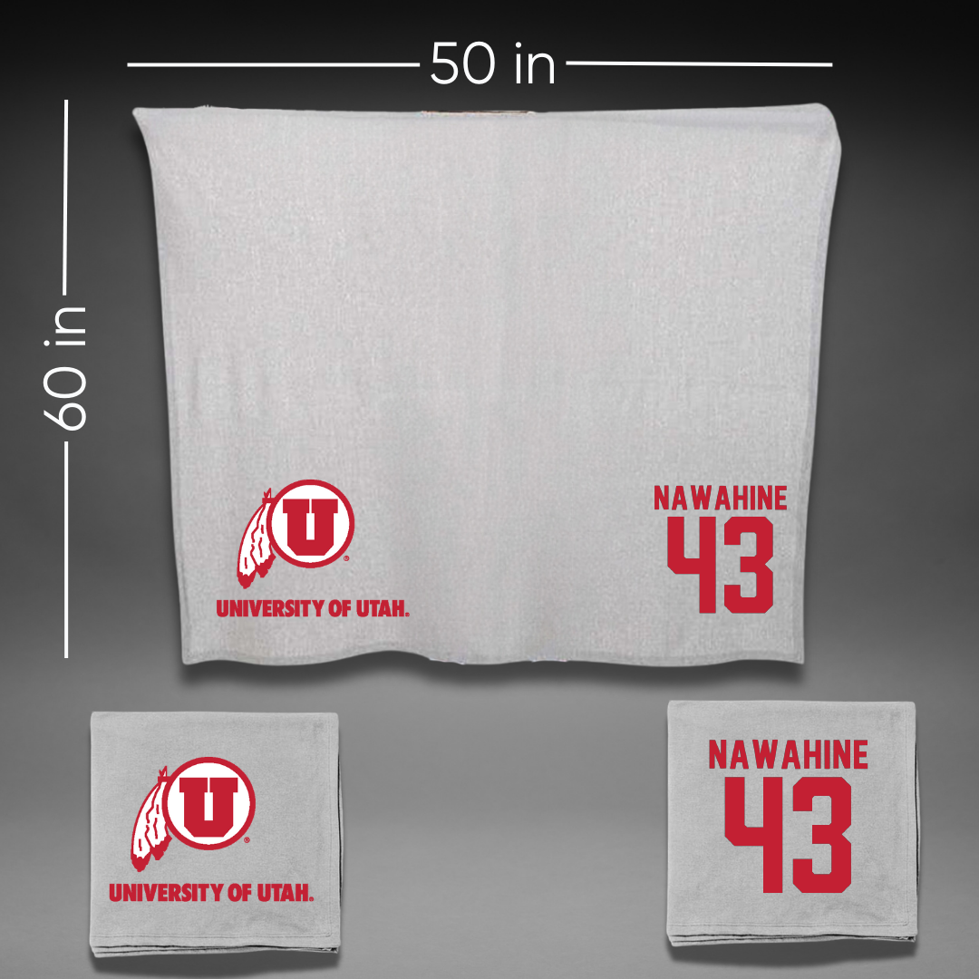University of Utah Football Gray Blanket - #43 Gavin Nawahine
