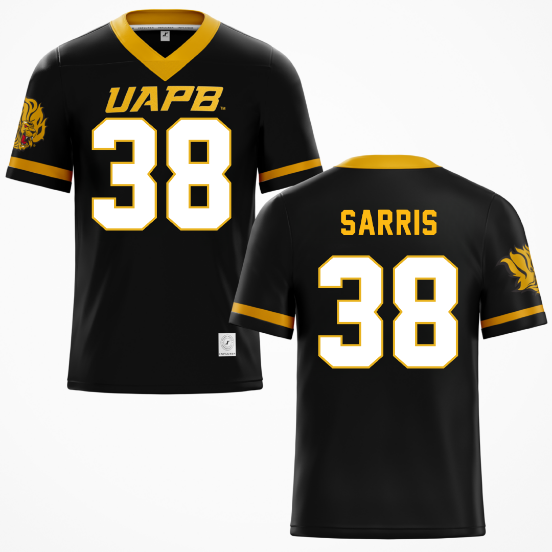 University of Arkansas-Pine Bluff Black Football Jersey - #38 Dean Sarris