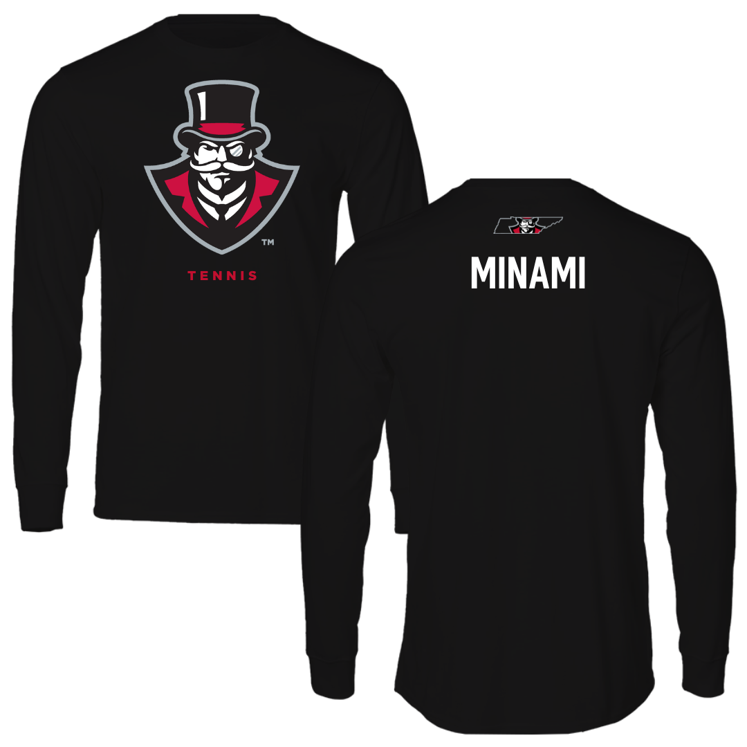 Austin Peay State University Tennis Black Mascot Performance Long Sleeve - Sota Minami