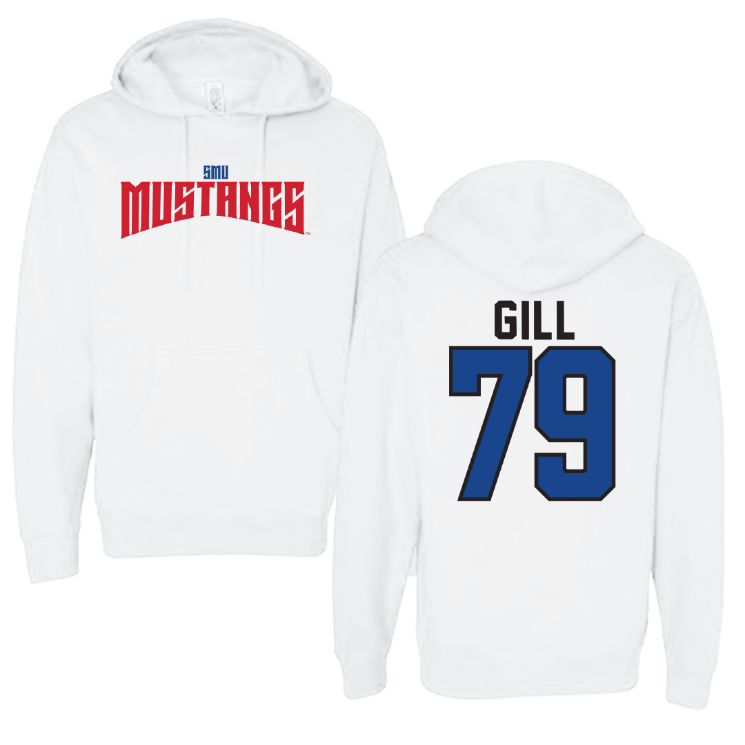 Southern Methodist University Football White Classic Hoodie - #79 Reagan Gill