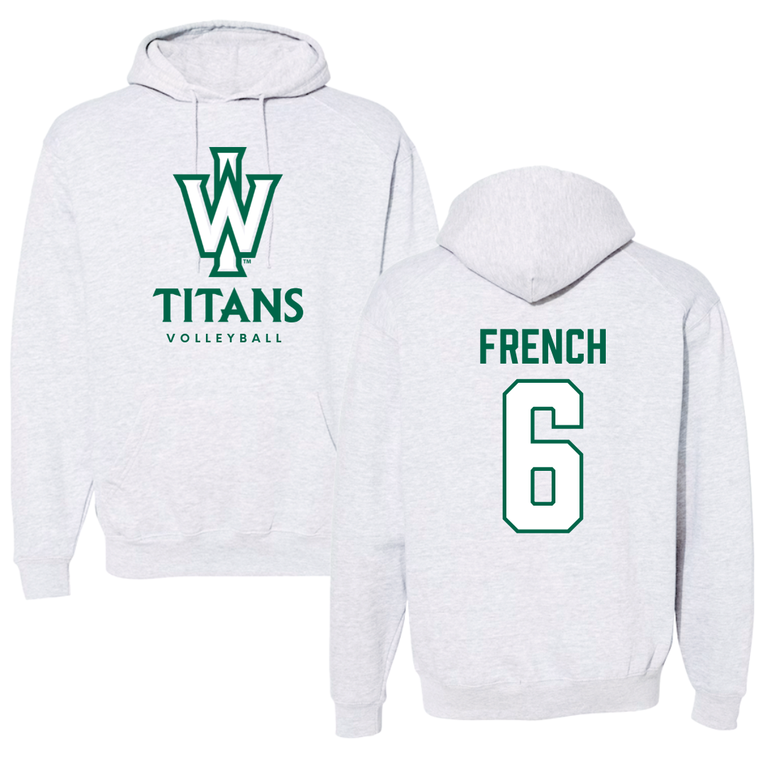 Illinois Wesleyan University Volleyball Gray Hoodie - #6 Taylor French
