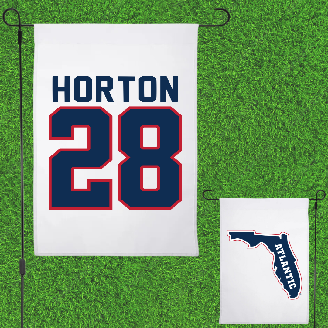 Florida Atlantic University Football White Garden Flag - #28 Zyere Horton