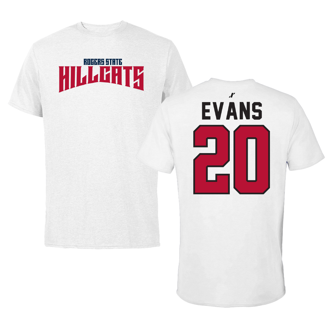 Rogers State University Softball White Classic Performance Tee - #20 Savannah Evans