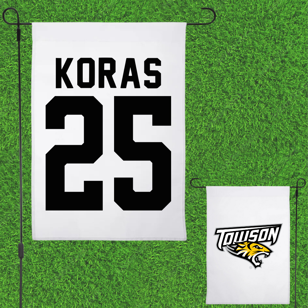 Towson University Lacrosse White Garden Flag - #25 Halley Koras