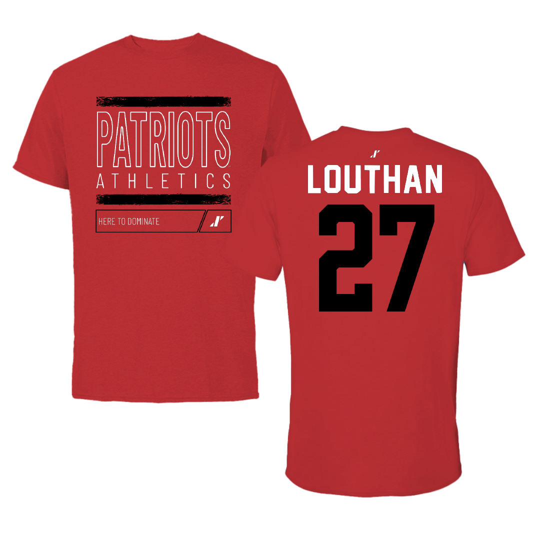 Dallas Baptist University Soccer Red Dominate Tee - #27 Anne Louthan
