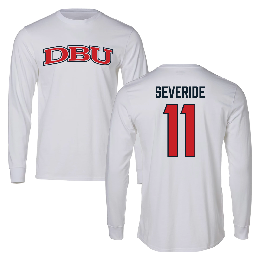 Dallas Baptist University Soccer White Performance Long Sleeve - #11 Annie Severide