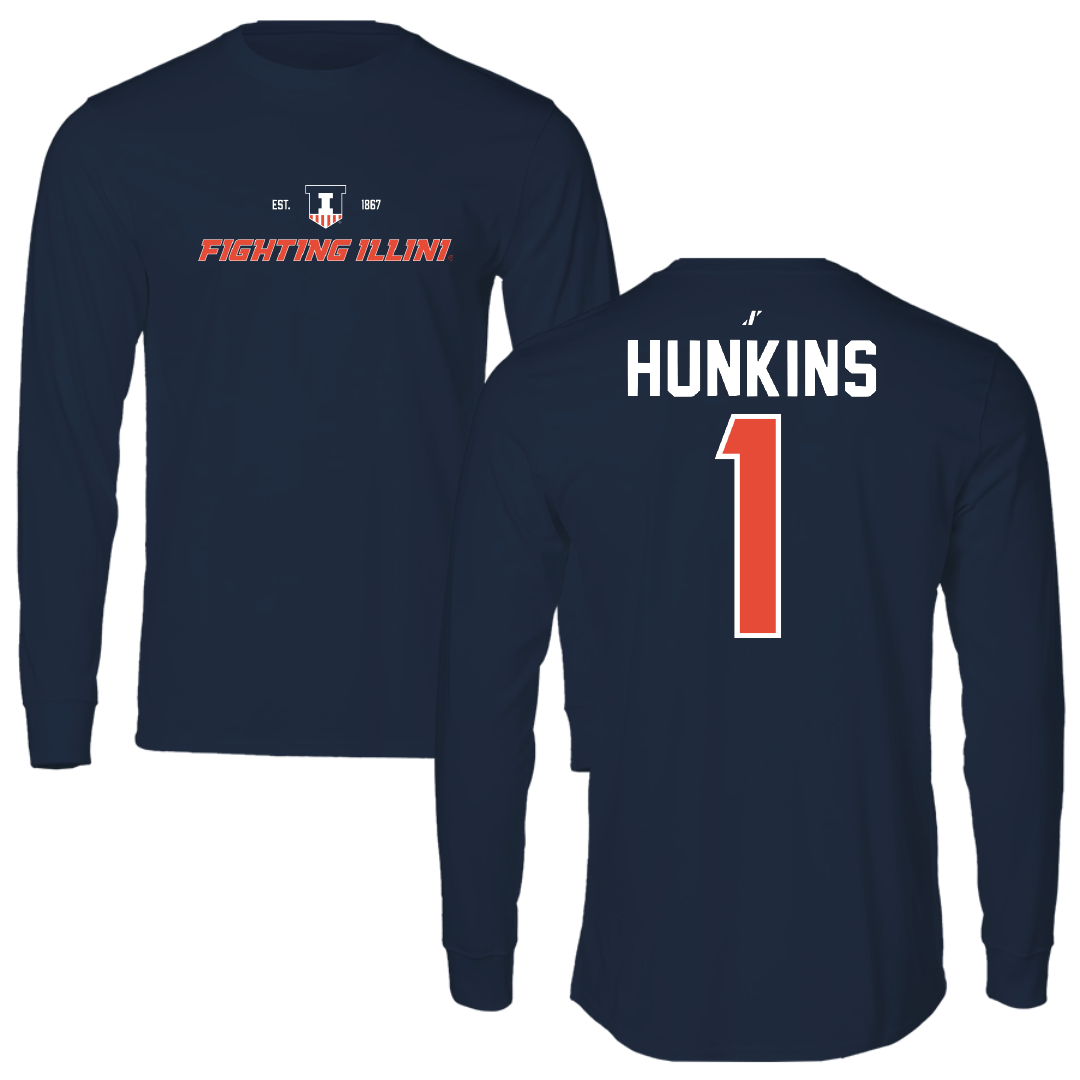 University of Illinois Softball Navy General Long Sleeve - #1 Reese Hunkins