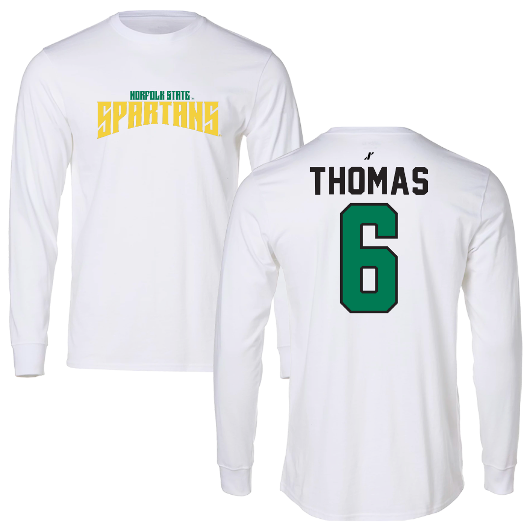 Norfolk State University Basketball White Classic Performance Long Sleeve - #6 Jamarii Thomas