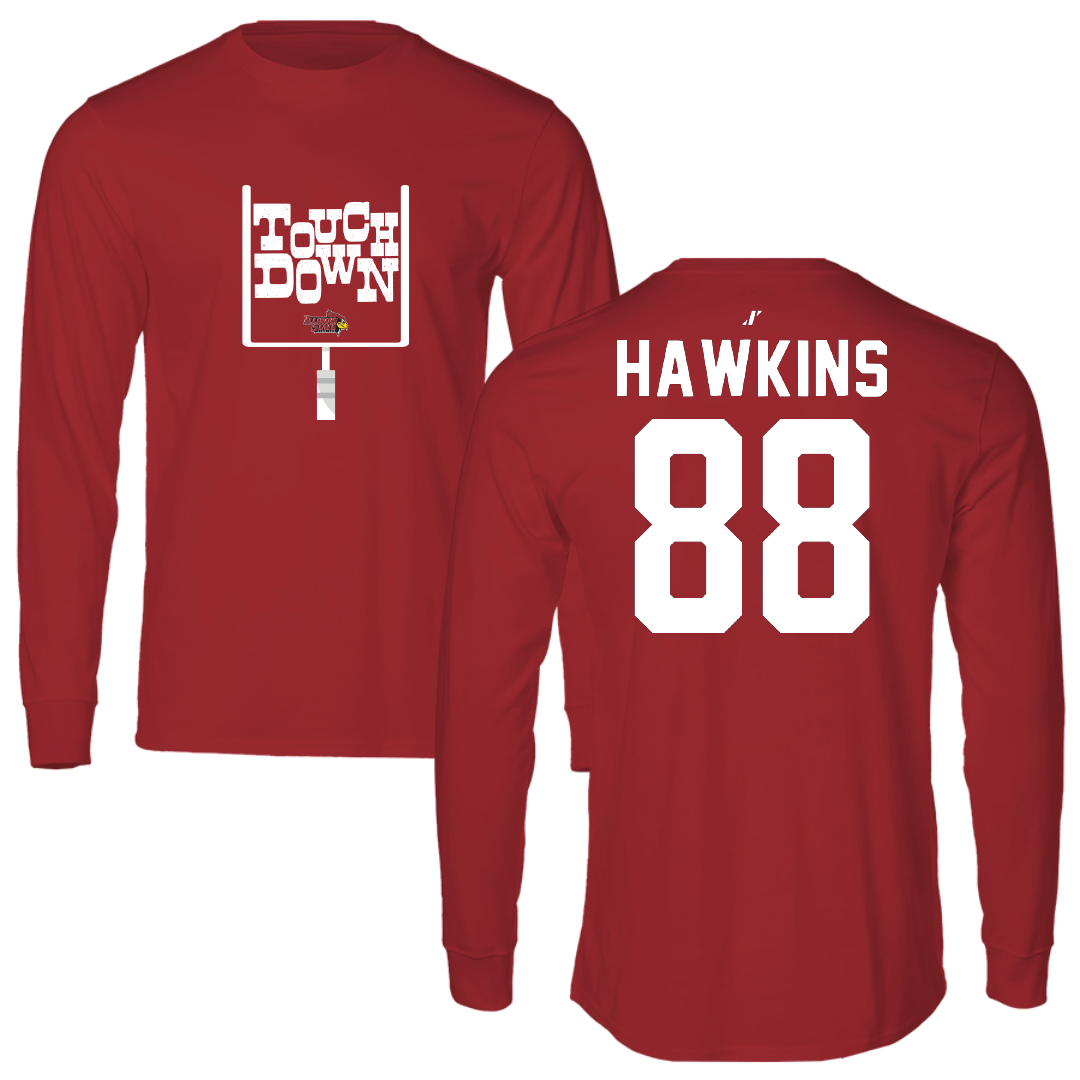Illinois State University Football Canvas Red Touchdown Long Sleeve - #88 Nick Hawkins