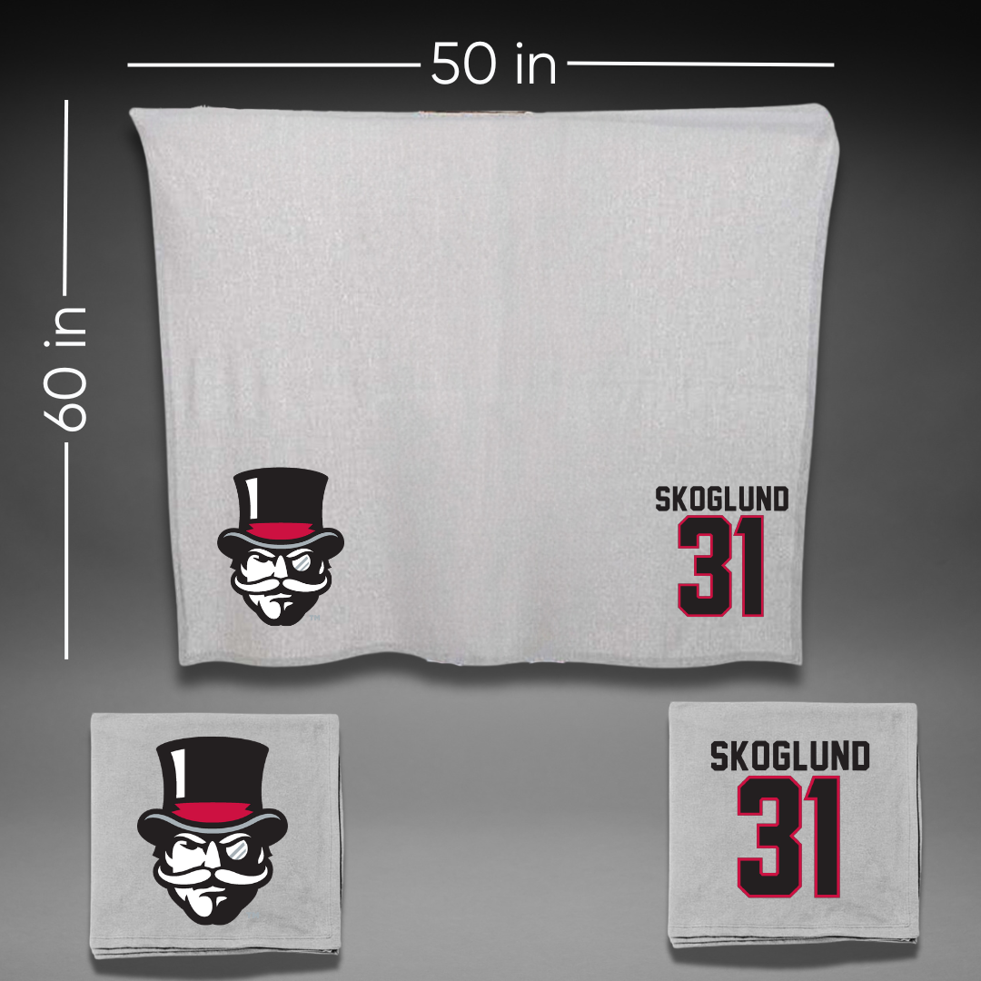 Austin Peay State University Football Gray Blanket - #31 Austin Skoglund