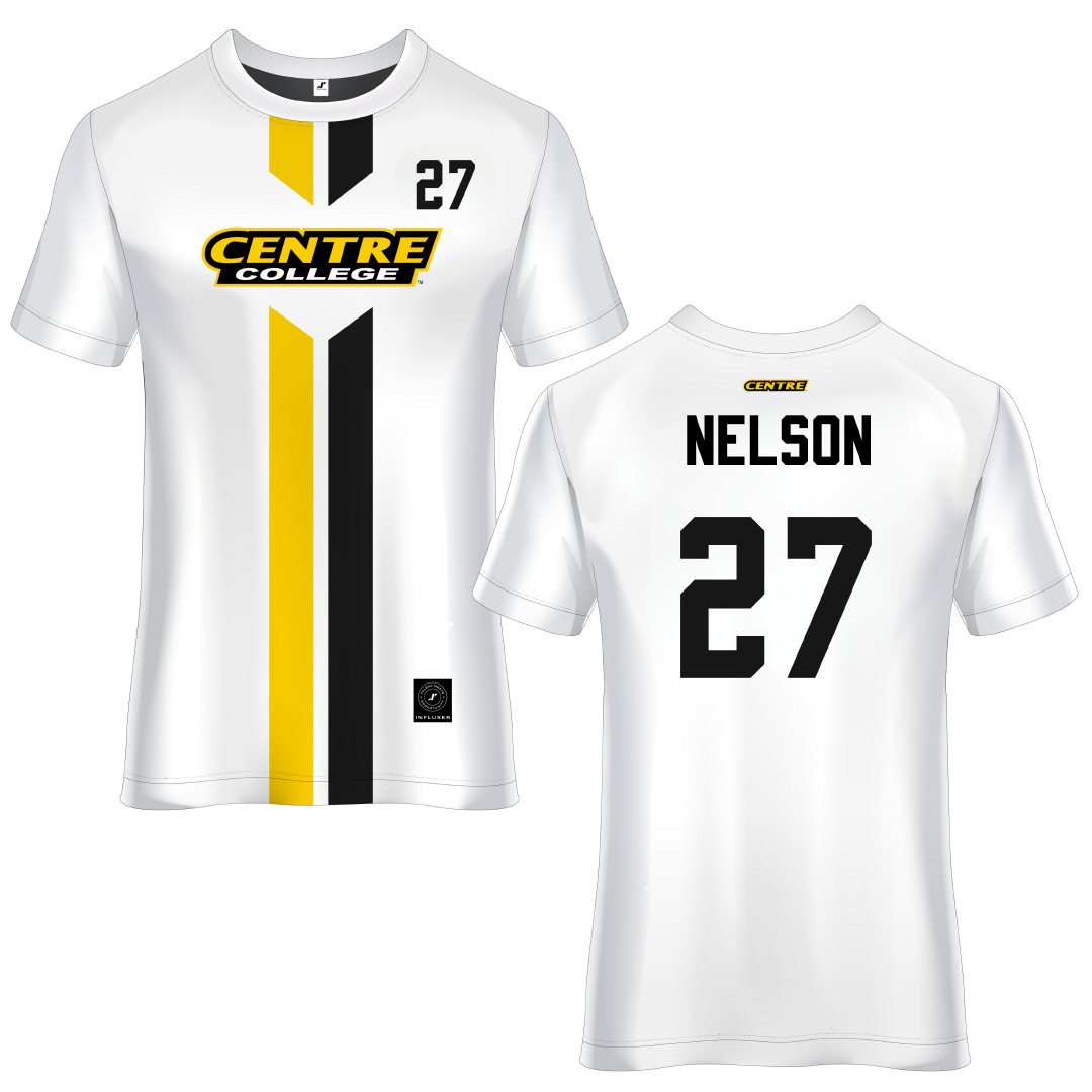 Centre College White Soccer Jersey - #27 Taylor Nelson