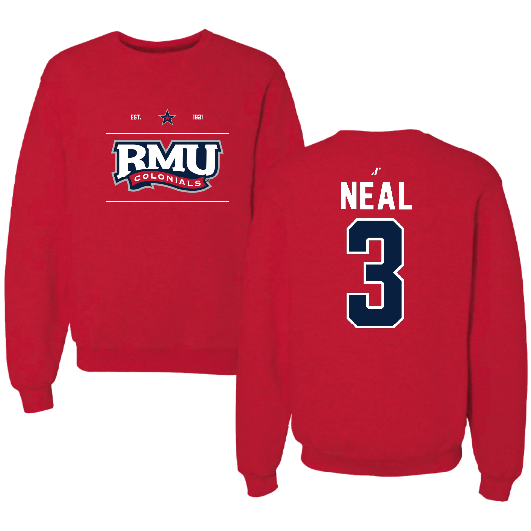 Robert Morris University Lacrosse Red General Crewneck - #3 Torin Neal