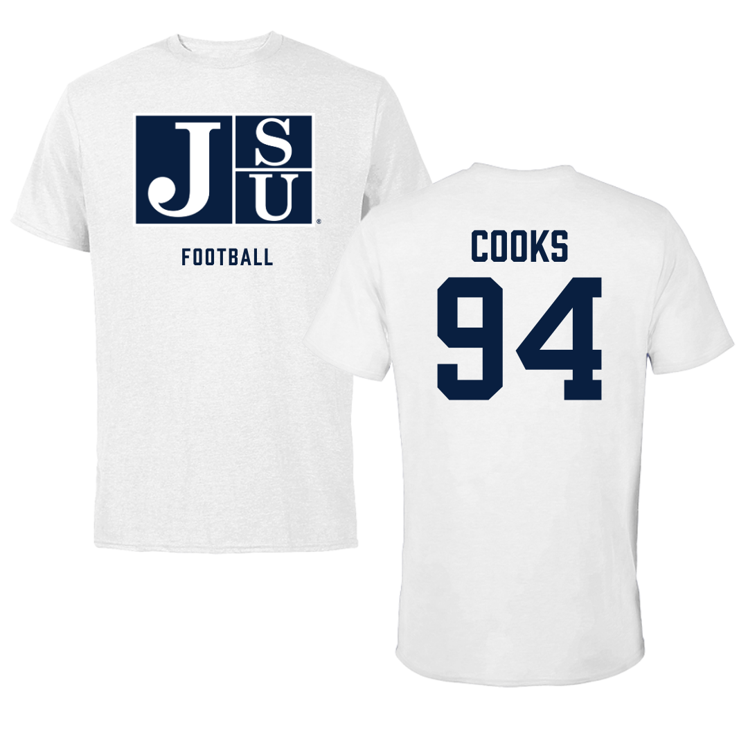 Jackson State University Football White Tee - #94 Stanley Cooks