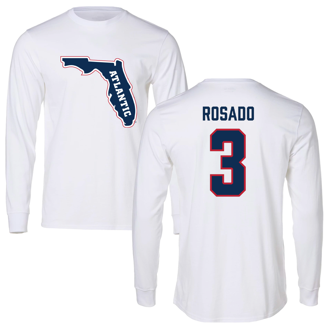 Florida Atlantic University Basketball White Performance Long Sleeve - #3 Giancarlo Rosado