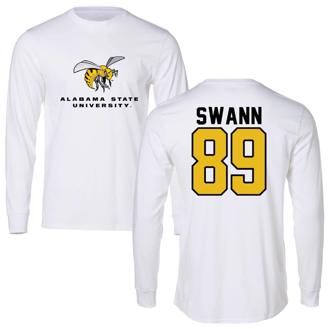 Alabama State University Football White Block Long Sleeve - #89 Tyler Swann