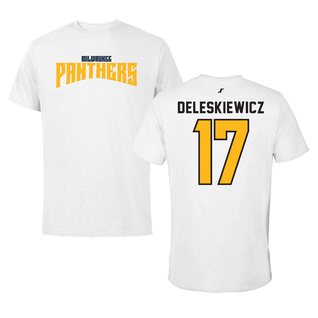 University of Wisconsin-Milwaukee Baseball White Classic Performance Tee - #17 Tyler Deleskiewicz