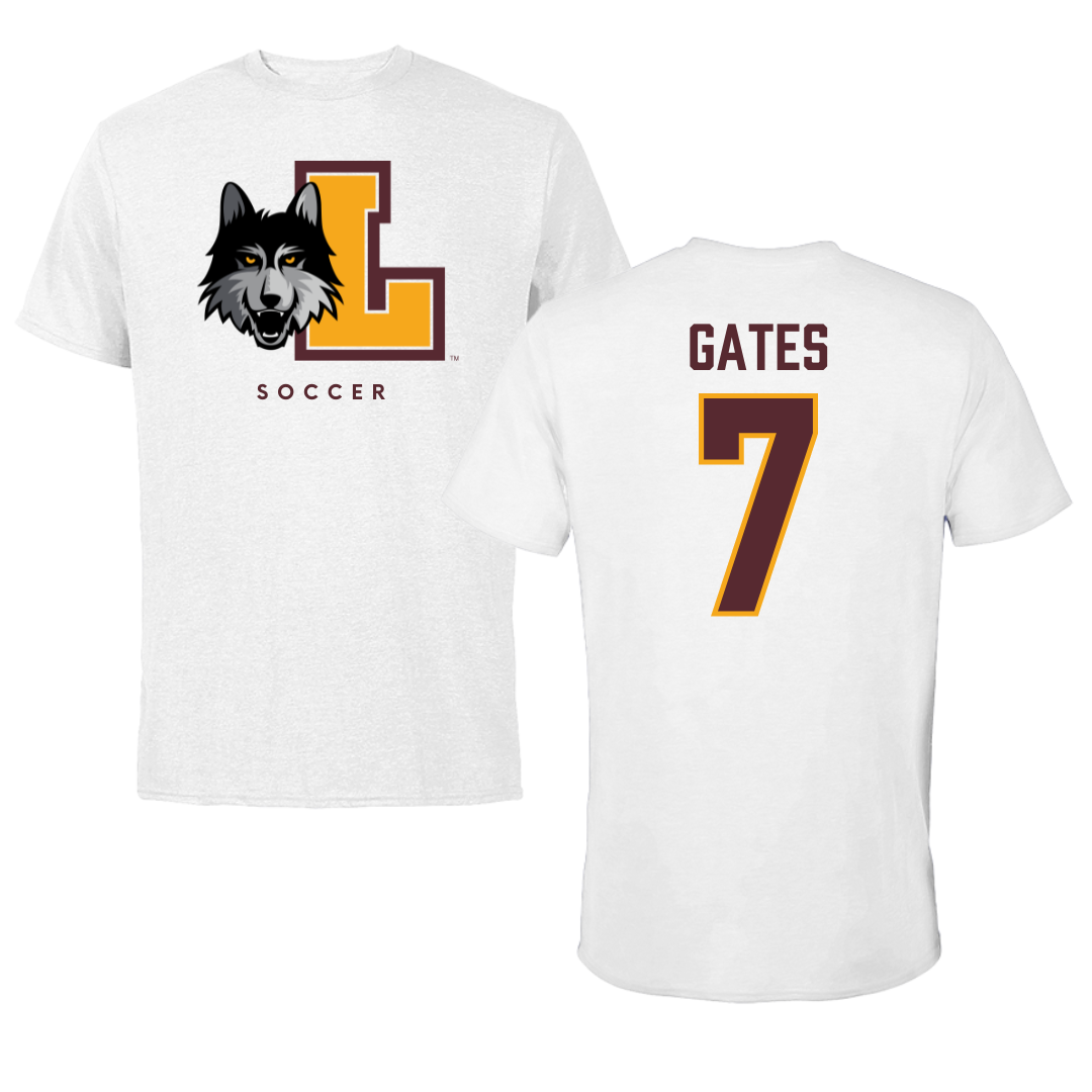 Loyola University-Chicago Soccer White Performance Tee - #7 John Gates