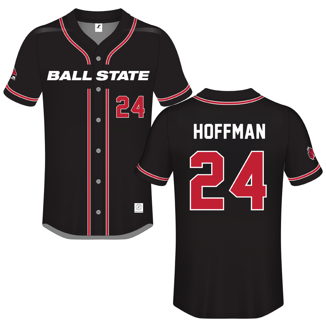 Ball State University Black Button-Down Jersey - #24 Jessica Hoffman
