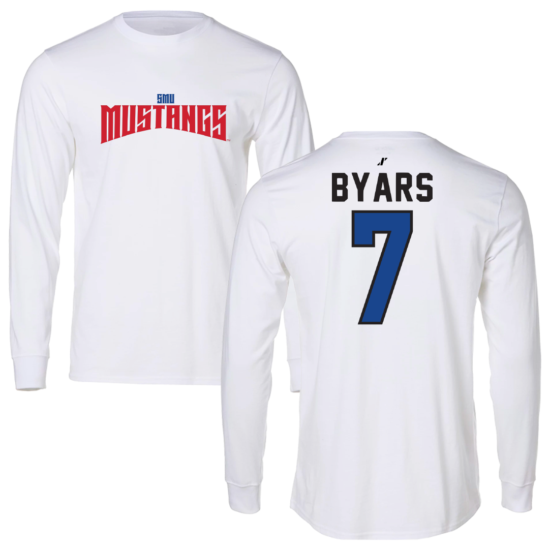 Southern Methodist University Soccer White Classic Performance Long Sleeve - #7 Truth Byars