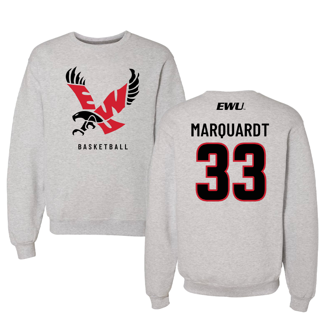 Eastern Washington University Basketball Gray Crewneck - #33 Emmett Marquardt