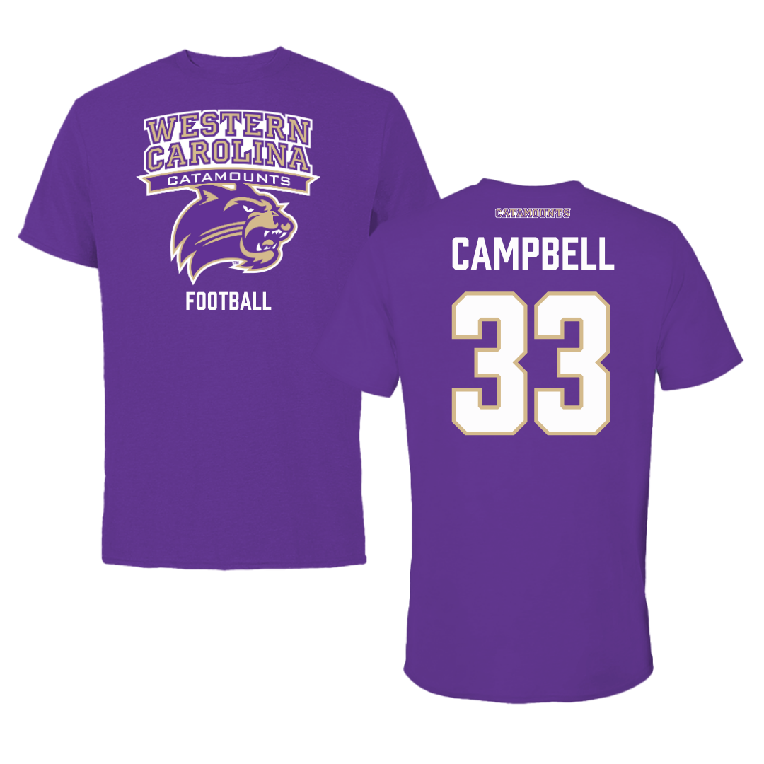 Western Carolina University Football Purple Performance Tee - #33 Lee Campbell