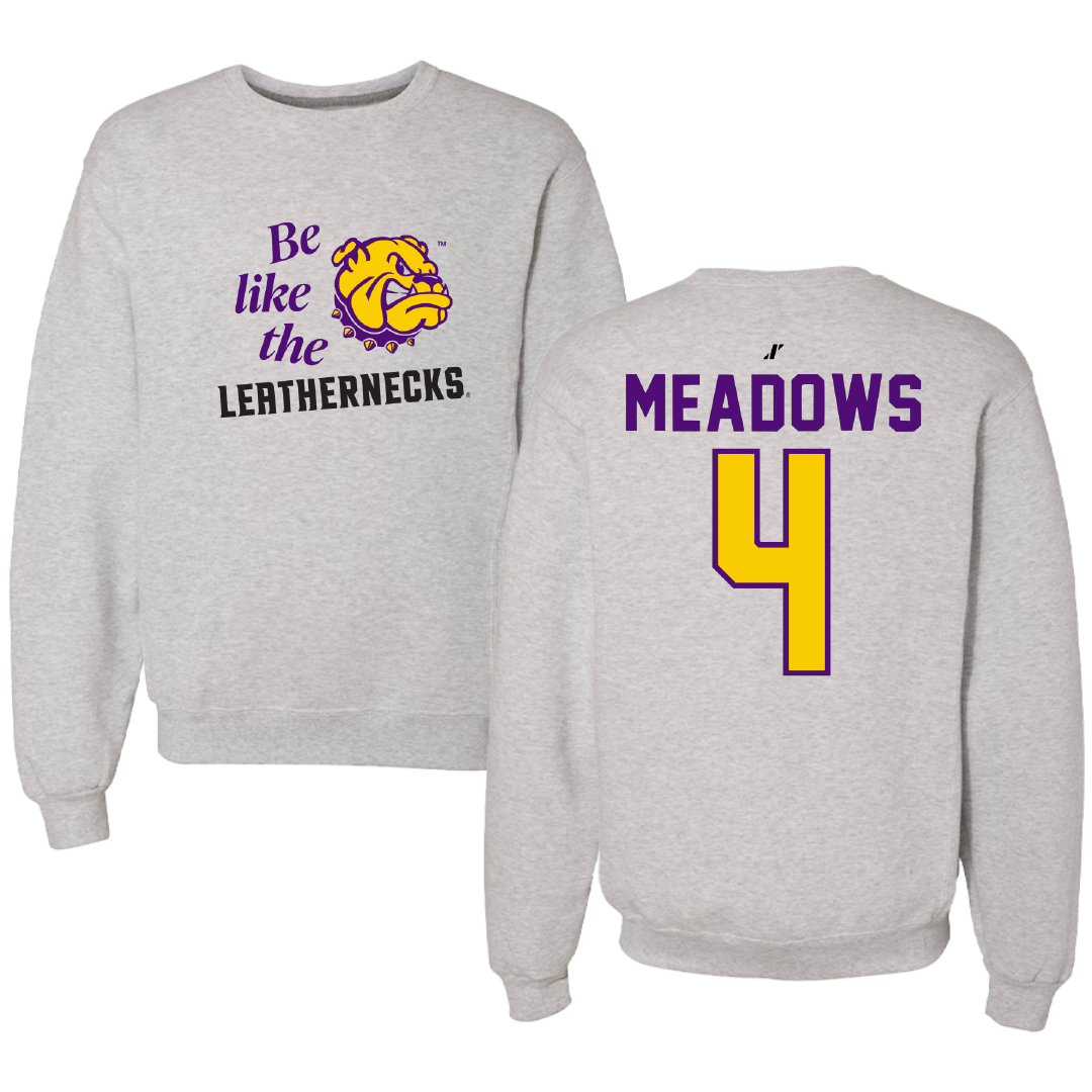 Western Illinois University Basketball Light Gray Be Like Us Crewneck - #4 Allie Meadows