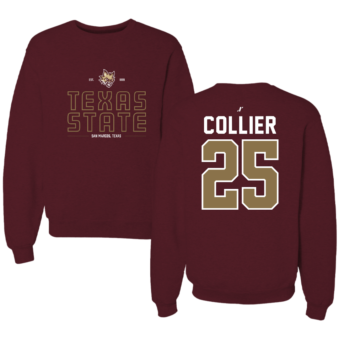 Texas State University Baseball Maroon General Crewneck - #25 Ian Collier