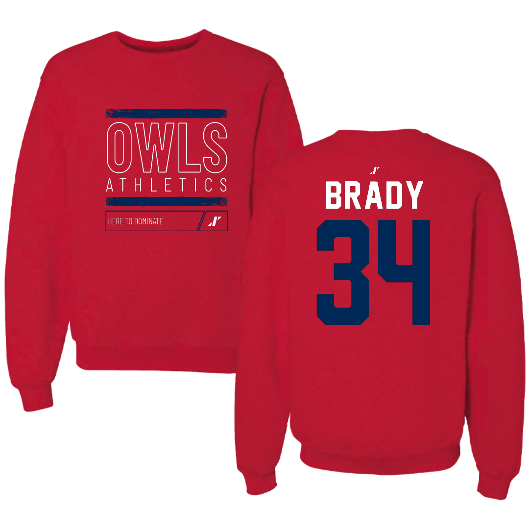 Florida Atlantic University Baseball Red Dominate Crewneck - #34 Carter Brady