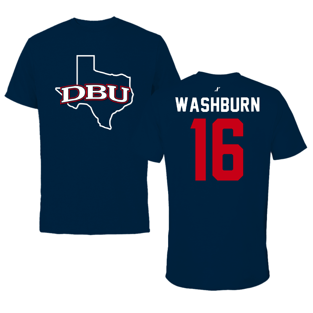 Dallas Baptist University Volleyball Navy State Tee - #16 Sadie Washburn