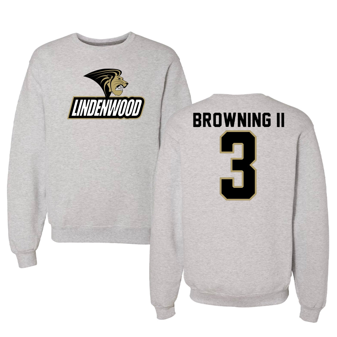 Lindenwood University Basketball Light Gray Crewneck - #3 Markeith Browning II